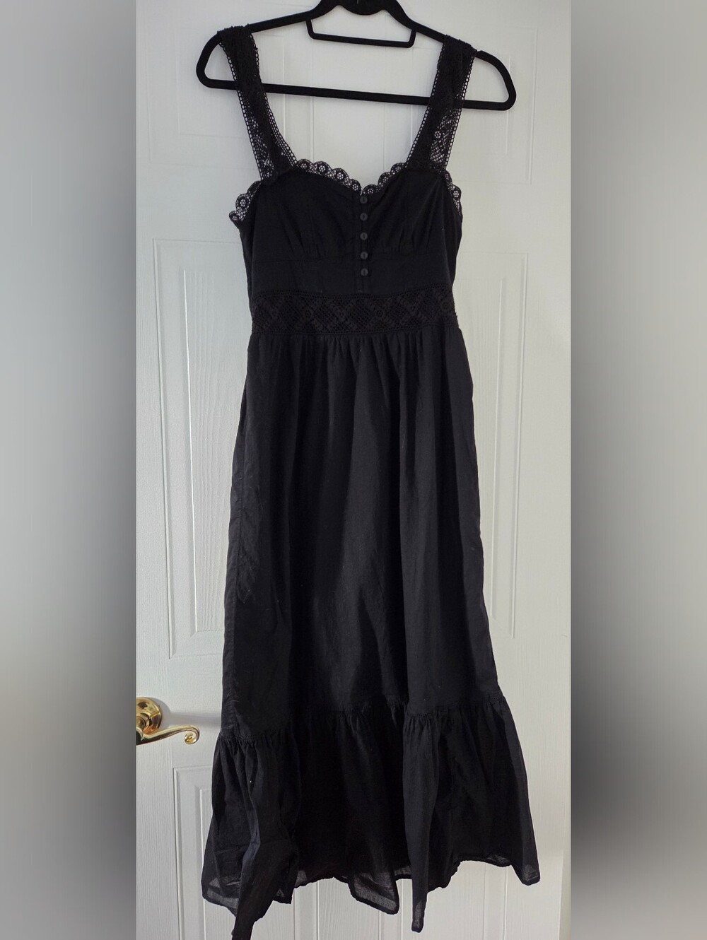 American Eagle Outfitters Black Lace-Trim Maxi Dress